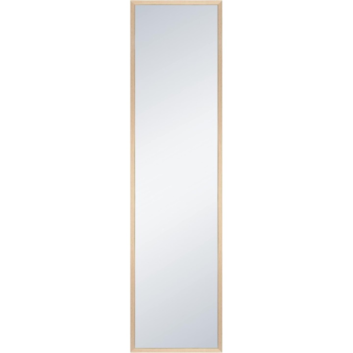 Oglinda dreptunghiulara 30x120 cm, INSPIRE, cu rama din lemn bej, montare perete