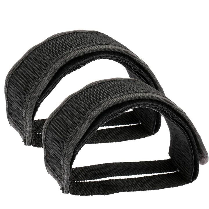 Set 2 curele pentru pedale bicicleta, JeiibrZui, Nailon, 45 x 5 x 1 cm, Negru
