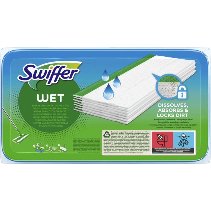 Lavete umede Swiffer pentru pardoseala 12 buc lamaie