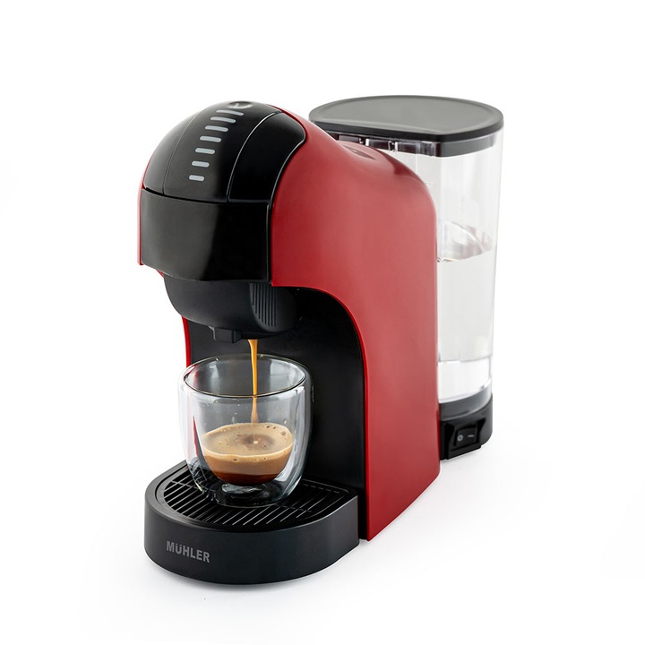Aparat de cafea 3 in 1, Muhler, MCM611, 20 bar, 0.9 l, 1400W, Control tactil, Rosu