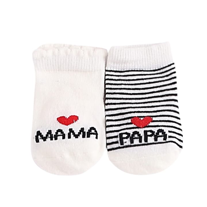 Комплект от 2 чифта бебешки чорапи, Cafuneplus®, 0-6 месеца, Универсални, Памук, Райе, Бели