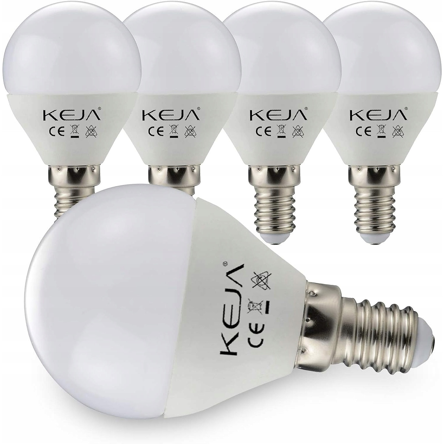 Комплект от 5 LED крушки Keja G45, E14, 7W (60W), 600 lm, топла ...
