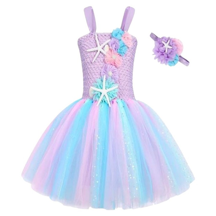 Rochie Printesa Sirena Ariel THK, curcubeu - 3-4 ani