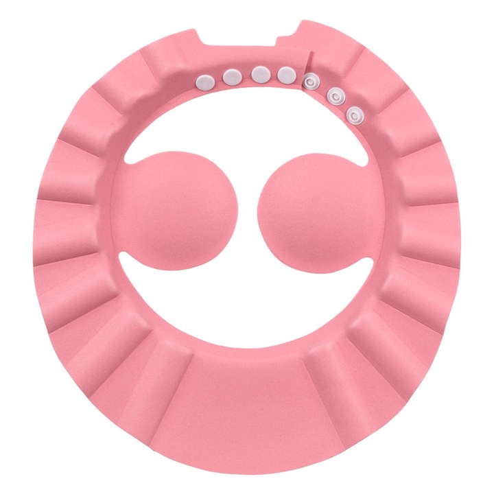 Защита при къпане на бебета, Регулируема, С розови протектори за уши