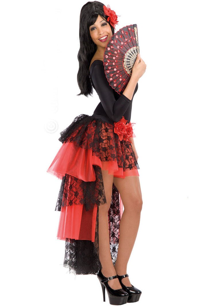 Fusta latino cu dantela si trandafiri