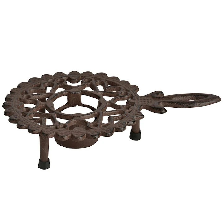 Rechaud, Esschert Design, Din Fonta Cu Maner, Stil Rustic, Decorativ Si Rezistent, Ideal Pentru Mentinerea Ceaiului Cald, Model Decupat, Stabil Si Usor De Folosit, Functioneaza Cu Lumanare Tealight, Accent Retro Pentru Interior