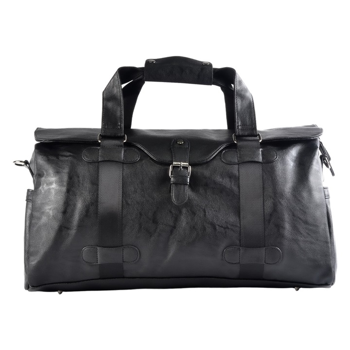 Geanta voiaj, pentru avion, piele ecologica, Naimeed D5415, Companion, Negru, 48x20x23cm
