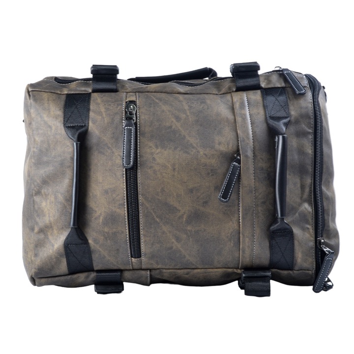 Geanta voiaj, pentru avion, piele ecologica, Naimeed D5421, Companion, Verde militar, 45x15x30cm