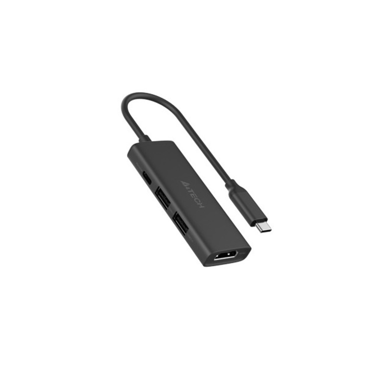 Dokkolóállomás A4tech univerzális, 4 az 1-ben, PC-csatlakozó USB Type C, USB-C x 1, USB-A 3.0 x 1, USB-A 2.0 x 1, HDMI videoportok x 1 4K@30Hz, PD 100 W, kábel 0,15 m, szürke