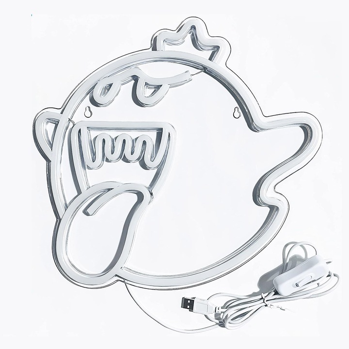 Lumina neon Ghost, YWX, Acrilic, 28 x 32 cm, USB, Alb