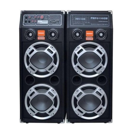 Set 2 Boxe audio 2304 Original Temeisheng, Functie Bluetooth, SD Card, USB, 350w, Jocuri de lumini, Amplificator si Egalizator, Control Volum/Bass/Treble, Negre