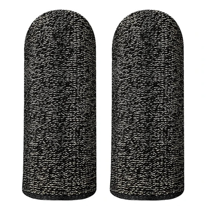 Set de 2 manusi pentru degete pentru gaming, nailon si fribre conductoare, 45 x 23 x 2mm, Negru-Gri