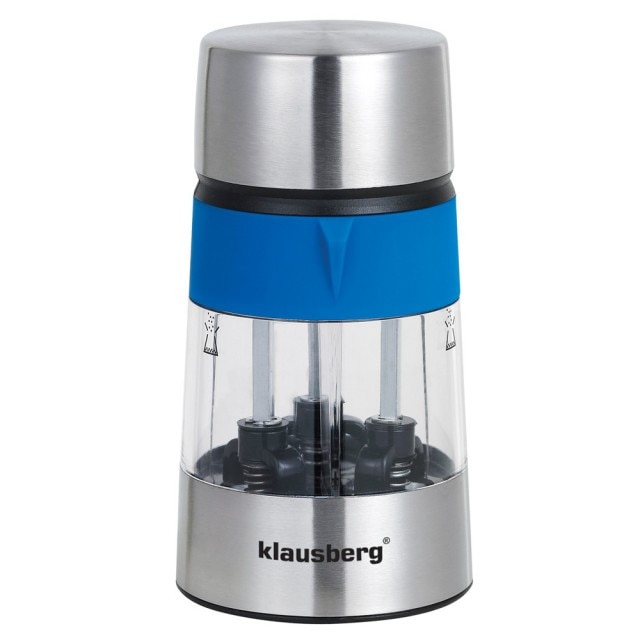 Rasnita 3 in 1 pentru sare si piper, condimente Klausberg KB-7020-BL, 3 compartimente