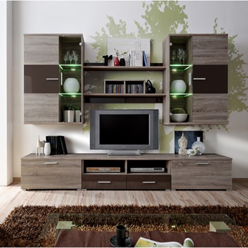 Living Waco Genarom, Sonoma Inchis / Maro Lucios, 260 x 195 x 45 cm Living Waco Genarom, Sonoma Inchis / Maro Lucios, 260 x 195 x 45 cm