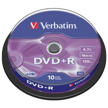 DVD+R Verbatim 4,7GB 16X , 120 min - tehnologie AZO 10buc/bulk DVD+R Verbatim 4,7GB 16X , 120 min - tehnologie AZO 10buc/bulk
