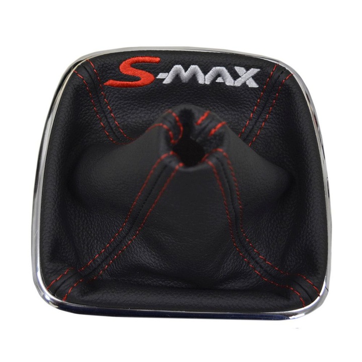 Husa burduf de viteza, Ophelia, Piele ecologica, pentru Ford S-Max 2006-2008, Negru/Rosu