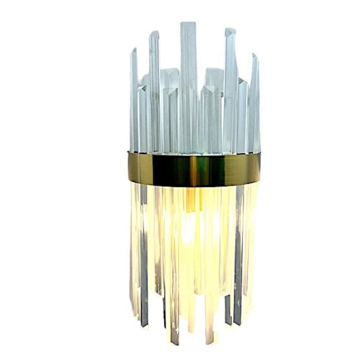Aplica de perete, AL, Luxor, Metal/Sticla cristal, 1 x E14, Alama/Transparent