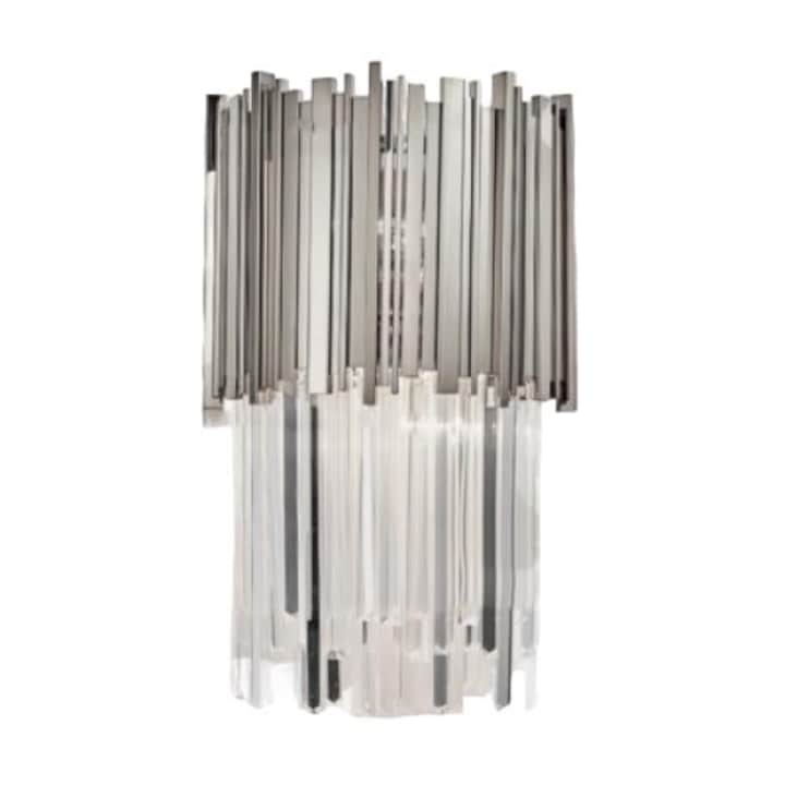 Aplica de perete, AL, Pipe Organ, Metal/Sticla cristal, 2xE14, 45 cm, Crom/Transparent
