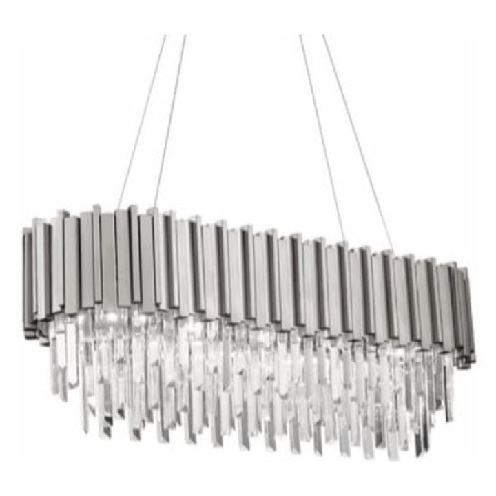Candelabru AL, Pipe Organ, Metal/Sticla cristal, 8x E14, 80 cm, Crom/Transparent