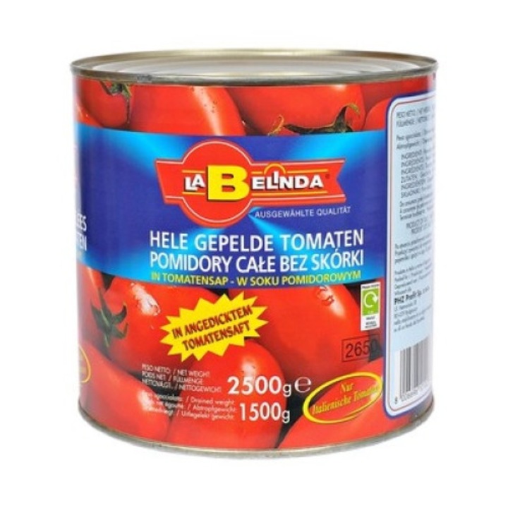 Conserva de rosii intregi fara coaja, La Belinda, 2500 g