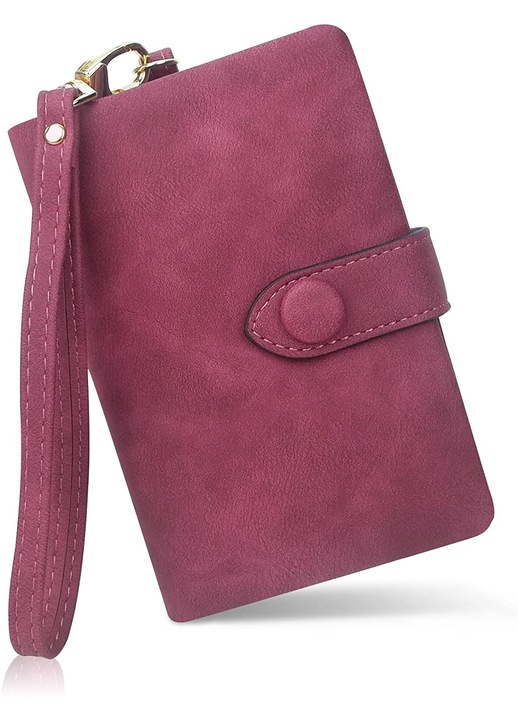 Portofel dama Cozevdnt, Curea de mana, RFID, Piele, Roz