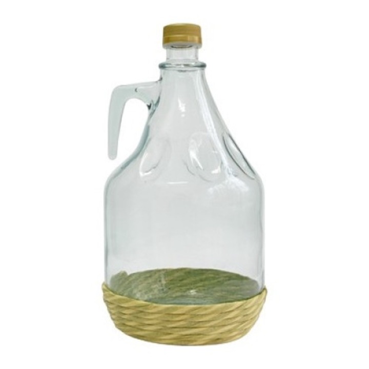Damigiana, Gasior, Sticla, 3 l, 16 x 30.5 x 16 cm, Transparent/Bej