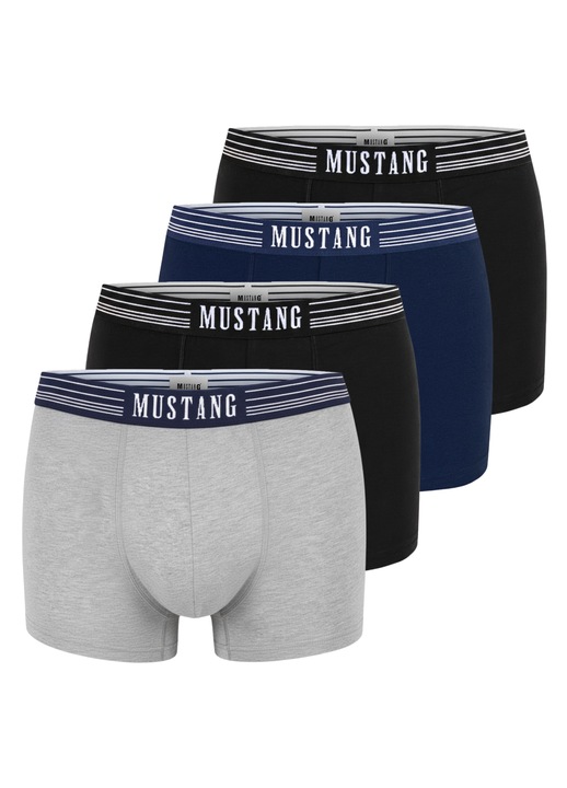Set 4 boxeri barbati, Mustang, Bumbac/Elastan, Multicolor, 2XL