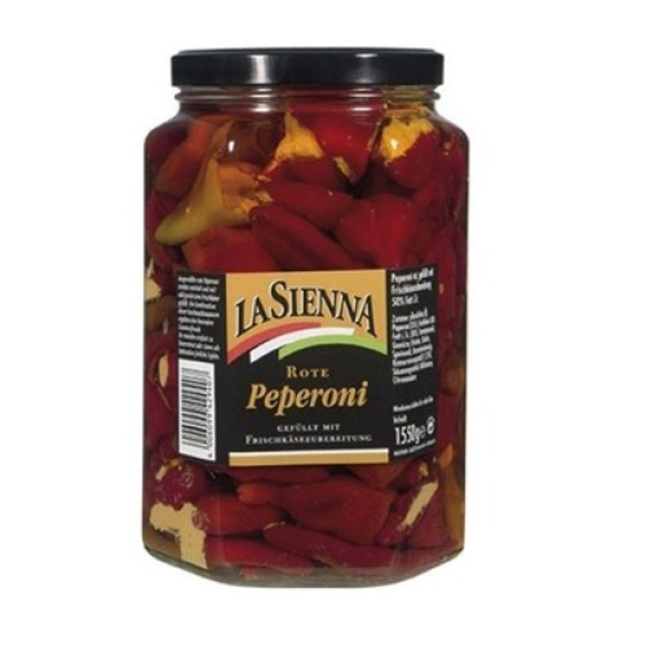 Pepperoni rosu umplut cu un amestec de branza proaspata, La Sienna, 1.55 kg