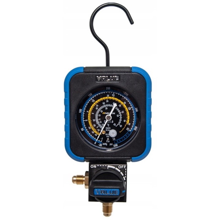 Manometru de joasa presiune, Value, Pentru R32/R407c/R410A/R134A, Negru/Albastru