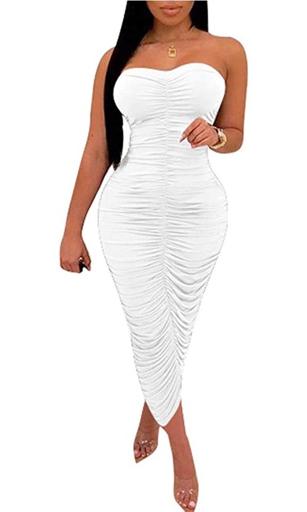 Rochie dama JeiibrZui albă din Poliester/Spandex, Alb