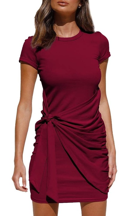 Rochie dama, JeiibrZui, Tricot, Visiniu, S