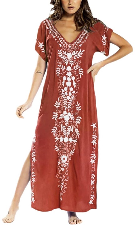 Rochie dama, JeiibrZui, Rayon/Poliester, Rosu, One-Size