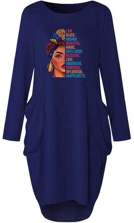Rochie dama, JeiibrZui, Bumbac, Albastru, L