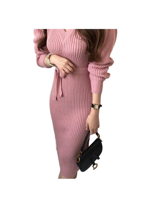 Rochie dama, JeiibrZui, Bumbac, Roz, One Size
