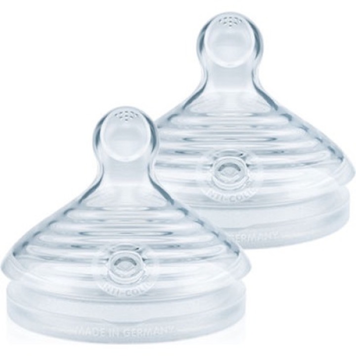 Set 2 tetine biberon, NUK, Silicon, Transparent