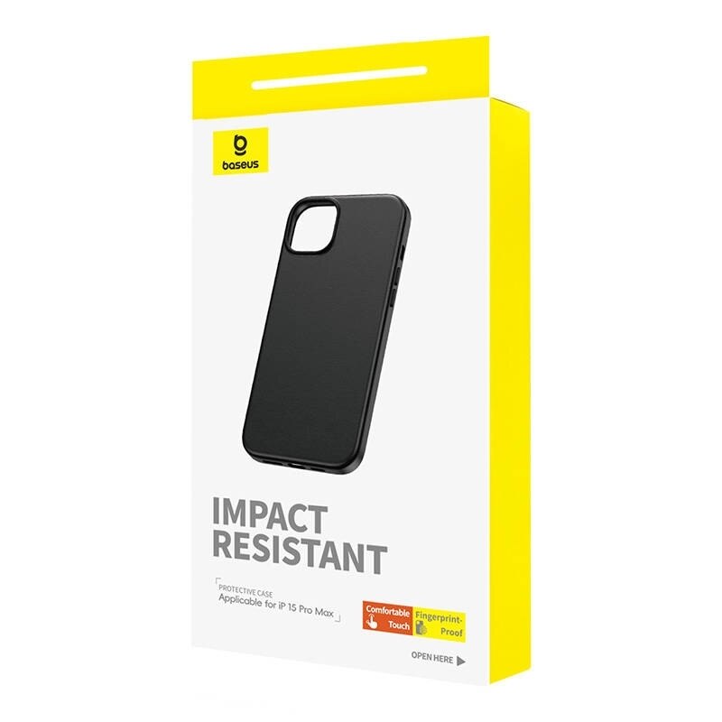 Carcasa Baseus Fauxther compatibila cu iPhone 15 Pro Max, Negru
