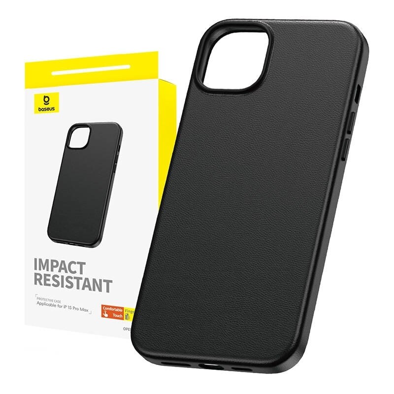Carcasa Baseus Fauxther compatibila cu iPhone 15 Pro Max, Negru
