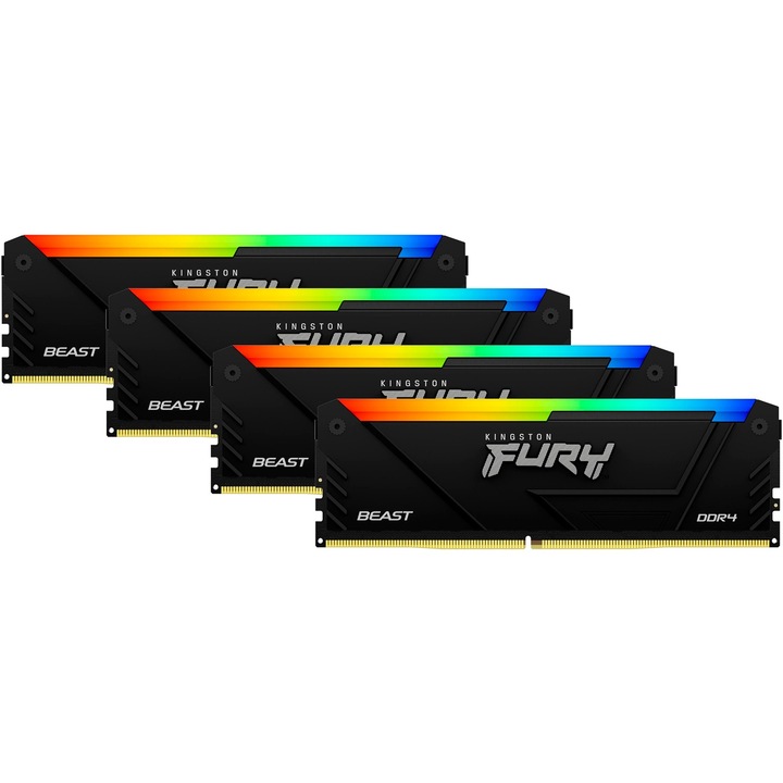 Kingston Technology FURY Beast RGB memóriamodul 128 GB 4 x 32 GB DDR4 (KF436C18BB2AK4/128)