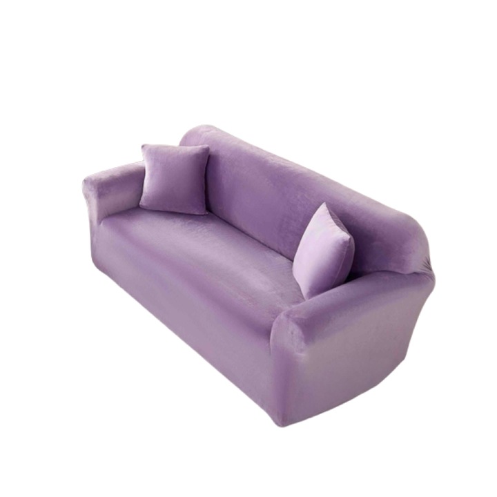 Elasztikus kanapéhuzat, Jojo Home, Velvet, Uni, L-3 ülés, 180x230cm, Lila