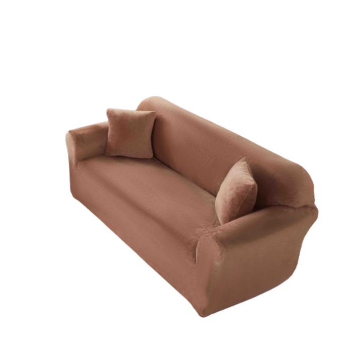 Еластичен калъф за диван, Jojo Home, Velvet, Uni, L-3 места, 180x230см, Кафяв