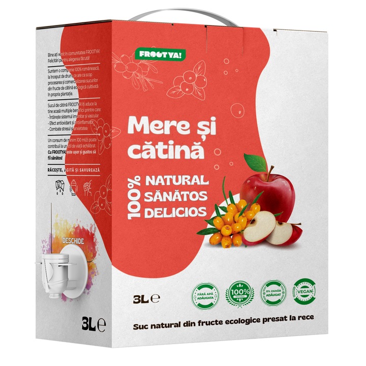 Suc de Mere cu Catina 100% Natural, 3L - Presat la Rece, Fara Conservanti