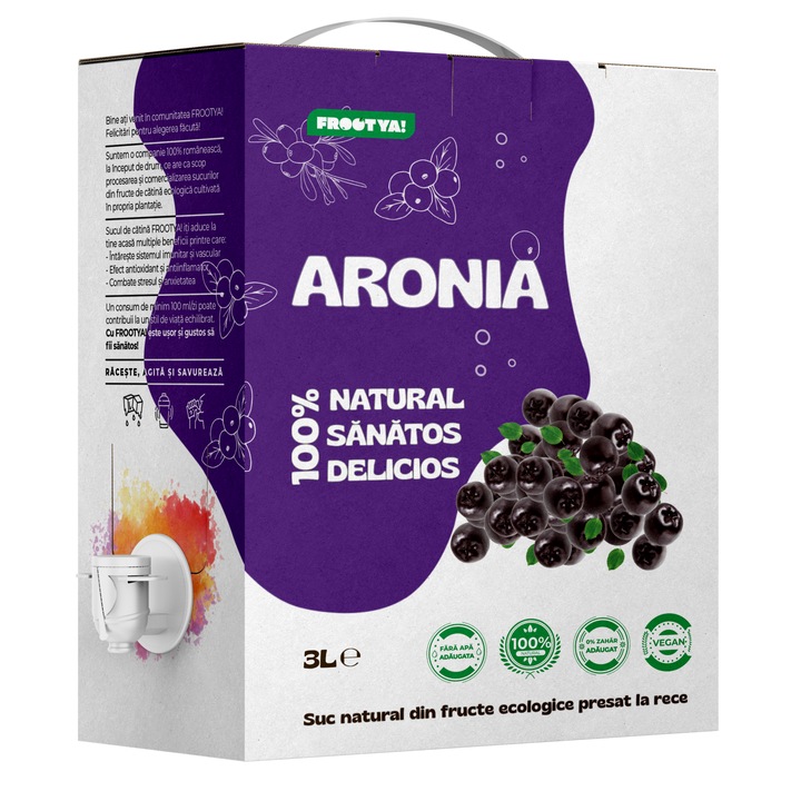 Suc de Aronia 100% Natural, 3L - Presat la Rece, Fara Conservanti