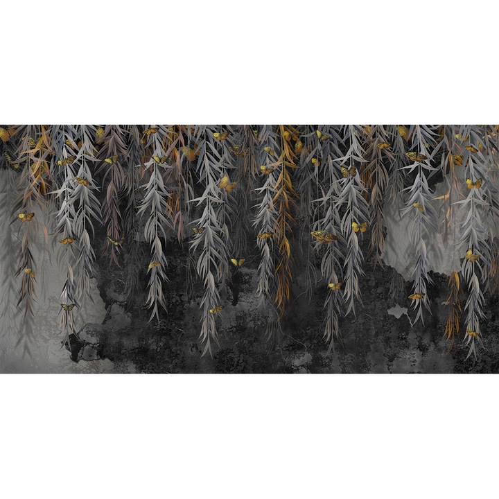 Fototapet fara imbinari Black and Gold Leaves 200 H X 500 L