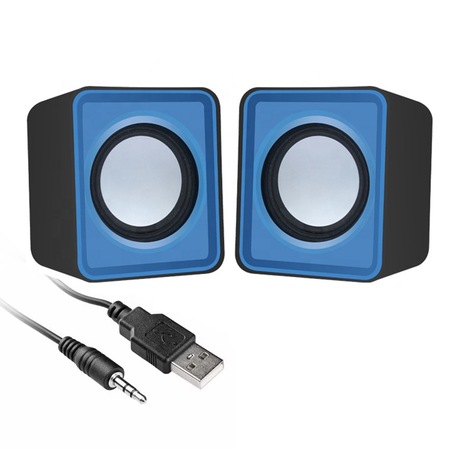 Set 2 boxe PC, putere 2 W, alimentare USB, negru cu albastru