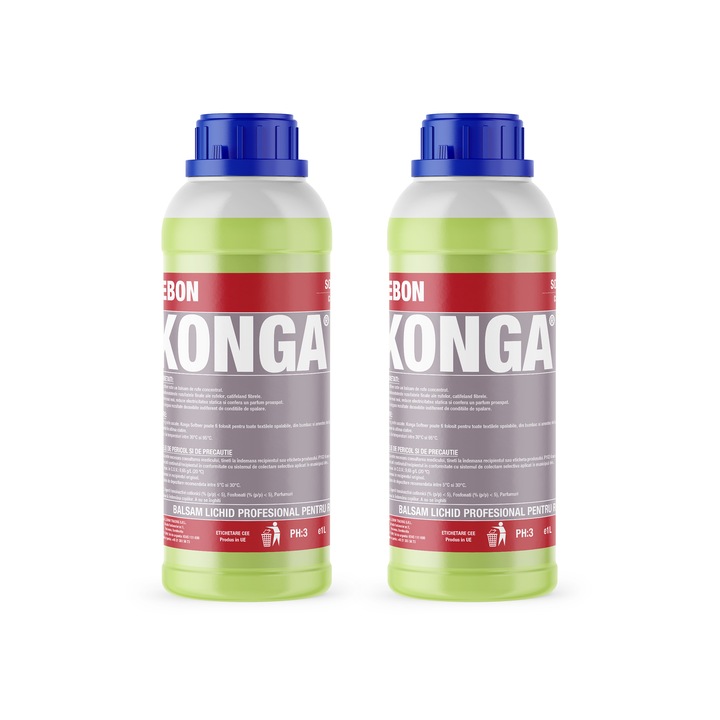 Szett - 2 x Konga professzionális mosodai kondicionáló fehér lila virágok - koncentrált viszkózus formula, intenzív fehér lila parfüm, 1 l, 80 mosás, puhítja az anyagokat és hosszan tartó illatot hagy maga után