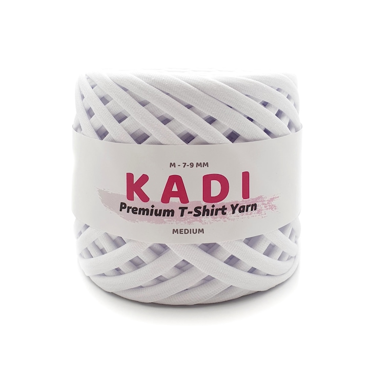 Banda textila pentru crosetat, KaDi Premium Medium, 7-9 mm, 110 m, culoare Alb
