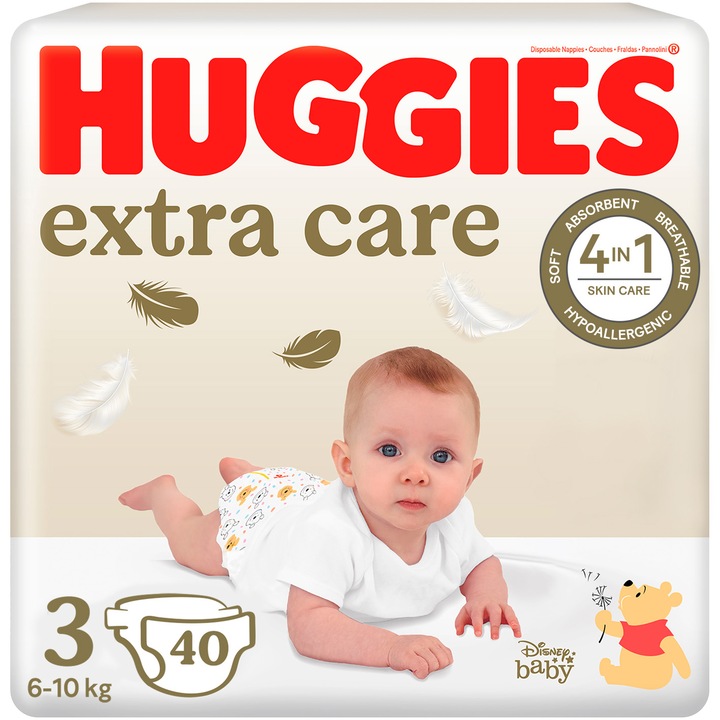 Scutece Huggies Extra Care 3 Jumbo, 6-10 kg, 40 buc