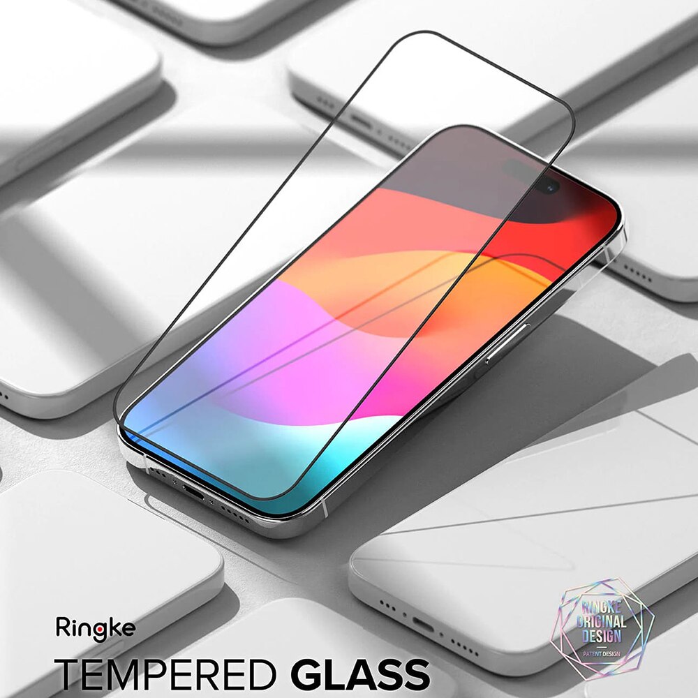 Folie sticla pentru iPhone 15 Pro Ringke Cover Display Tempered Glass, negru