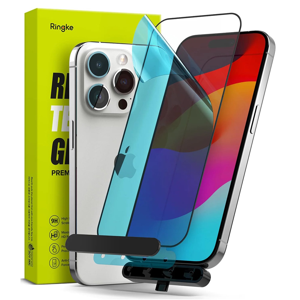 Folie sticla pentru iPhone 15 Pro Ringke Cover Display Tempered Glass, negru