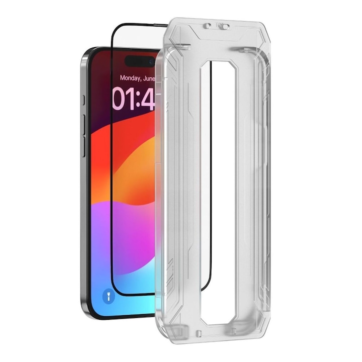 Folie de protectie Sticla Devia Van Series Full Screen Ultra-Thin iPhone 15 Pro Max, cu kit montare, Transparent